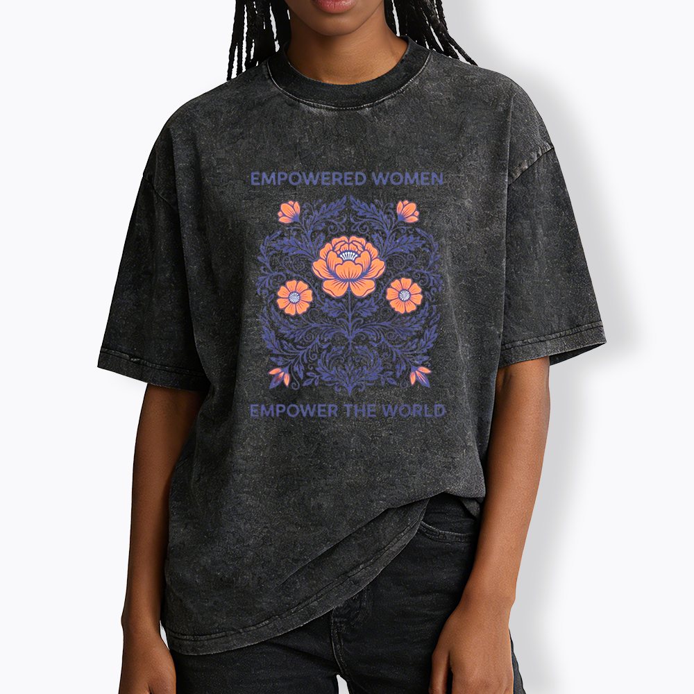 Empowered Women Floral Graphic Washed T-Shirt