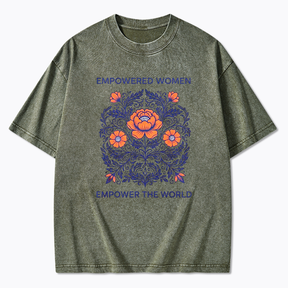 Empowered Women Floral Graphic Washed T-Shirt
