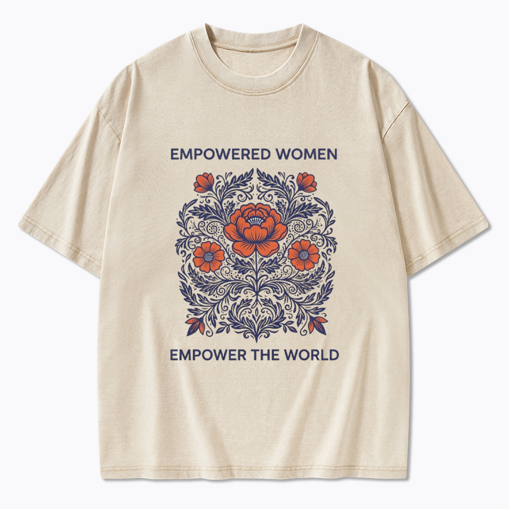 Empowered Women Floral Graphic Washed T-Shirt