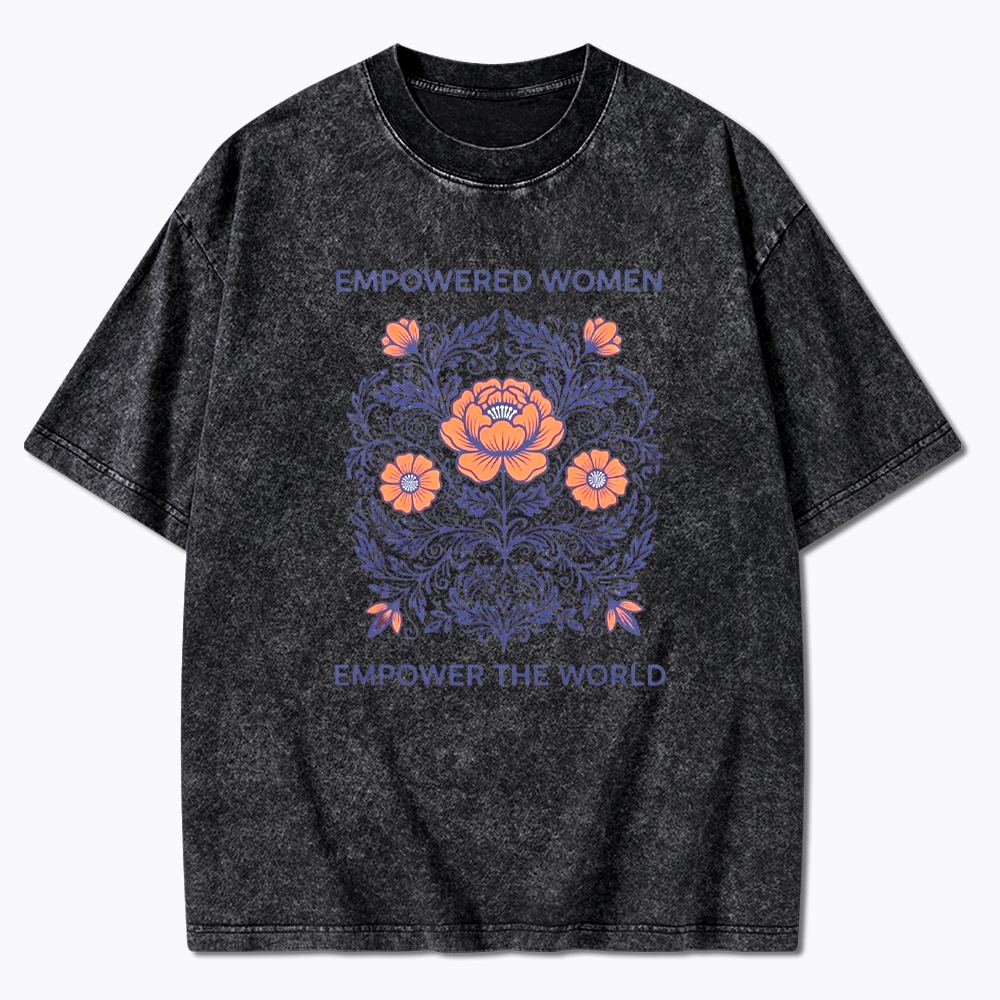 Empowered Women Floral Graphic Washed T-Shirt