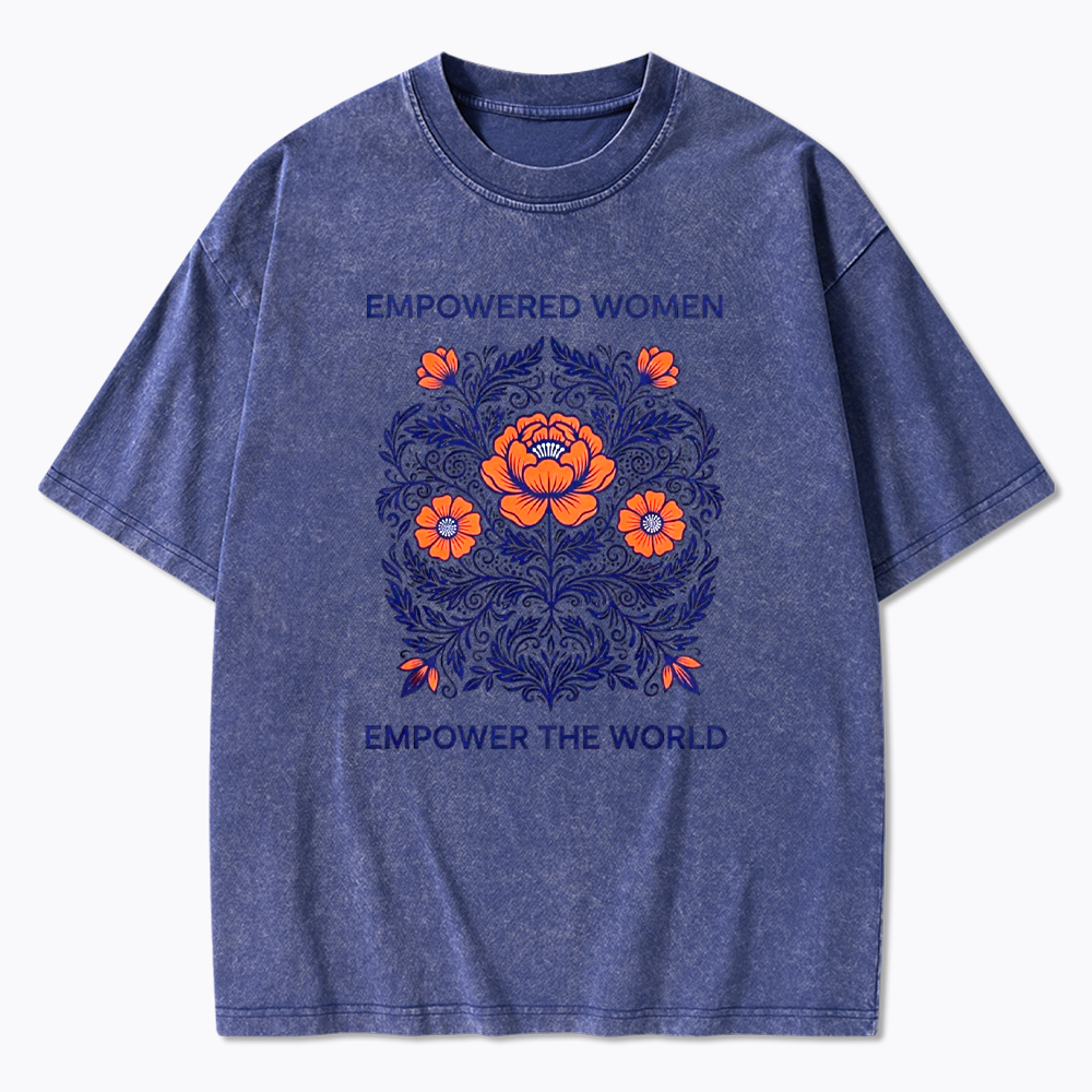 Empowered Women Floral Graphic Washed T-Shirt