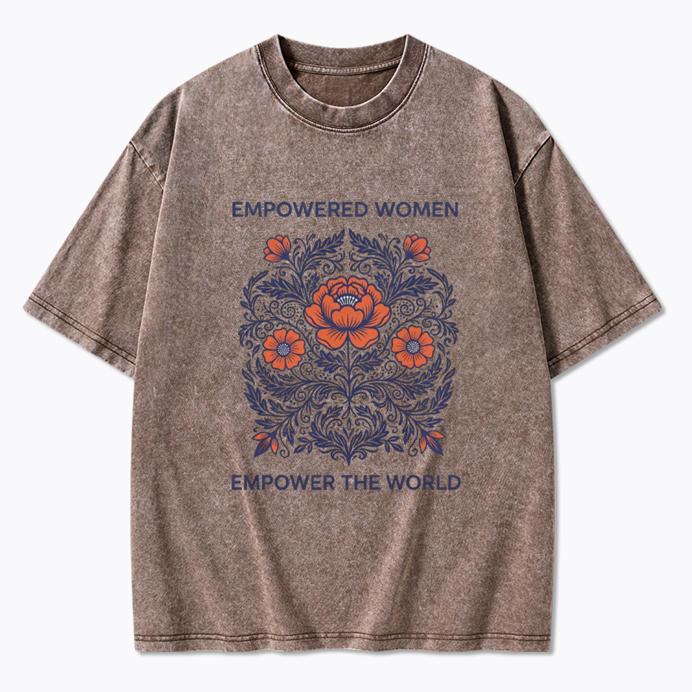 Empowered Women Floral Graphic Washed T-Shirt