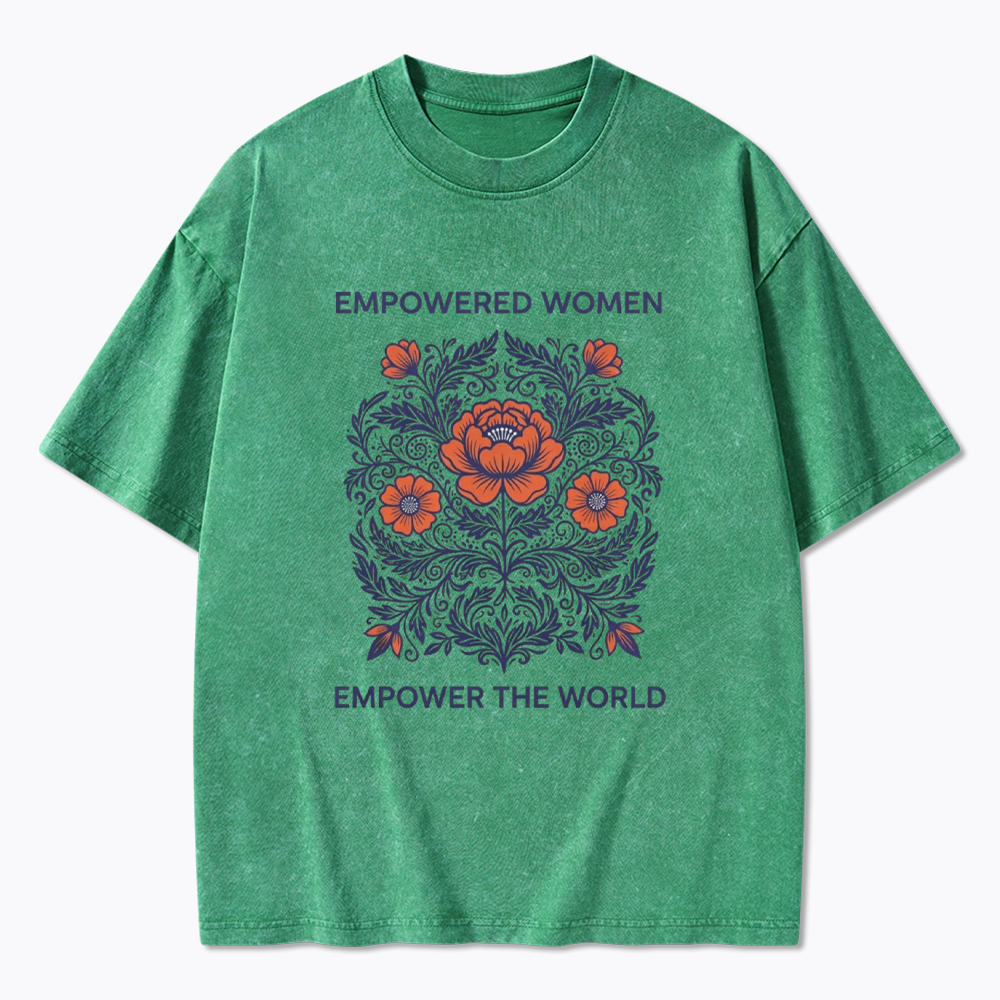 Empowered Women Floral Graphic Washed T-Shirt