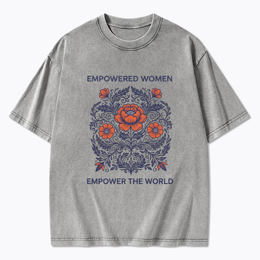 Empowered Women Floral Graphic Washed T-Shirt