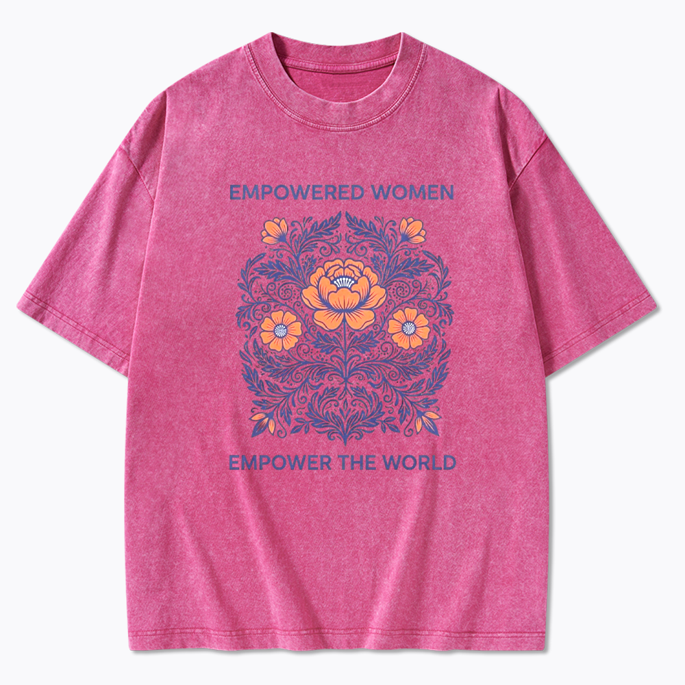 Empowered Women Floral Graphic Washed T-Shirt