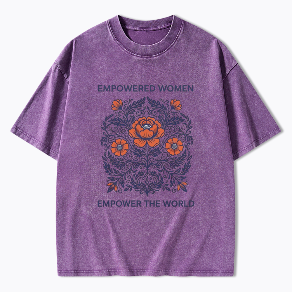 Empowered Women Floral Graphic Washed T-Shirt
