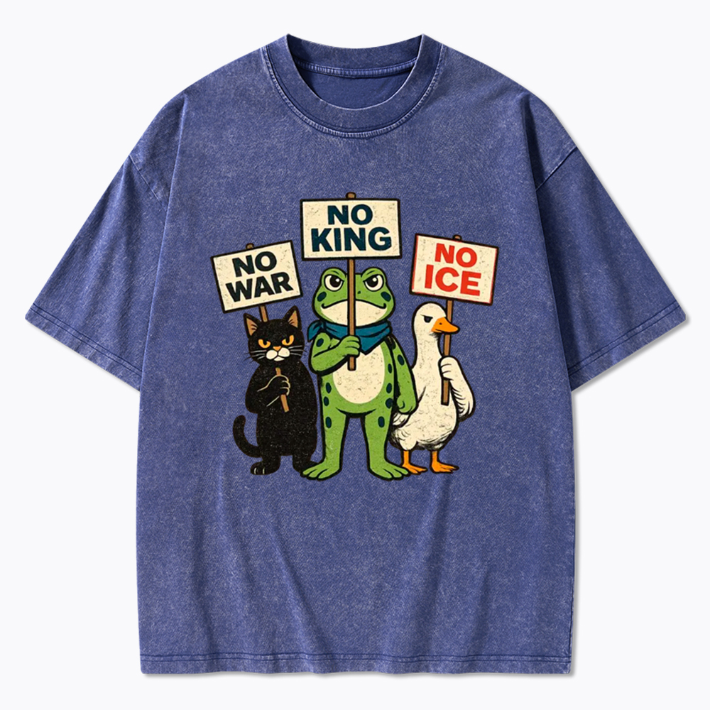 No King No War No ICE Washed T-Shirt