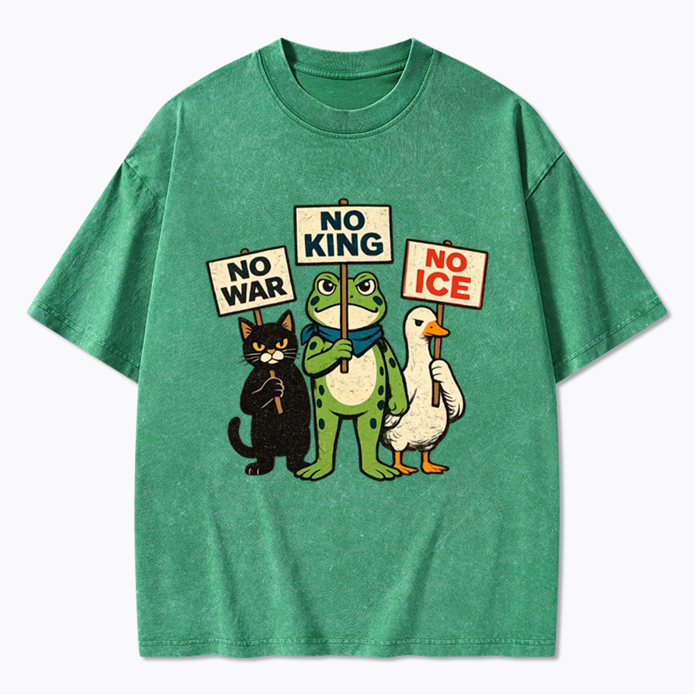 No King No War No ICE Washed T-Shirt