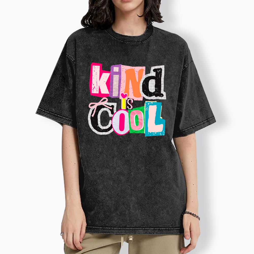 Be Kind Hand Drawn Motivational Washed T-Shirt