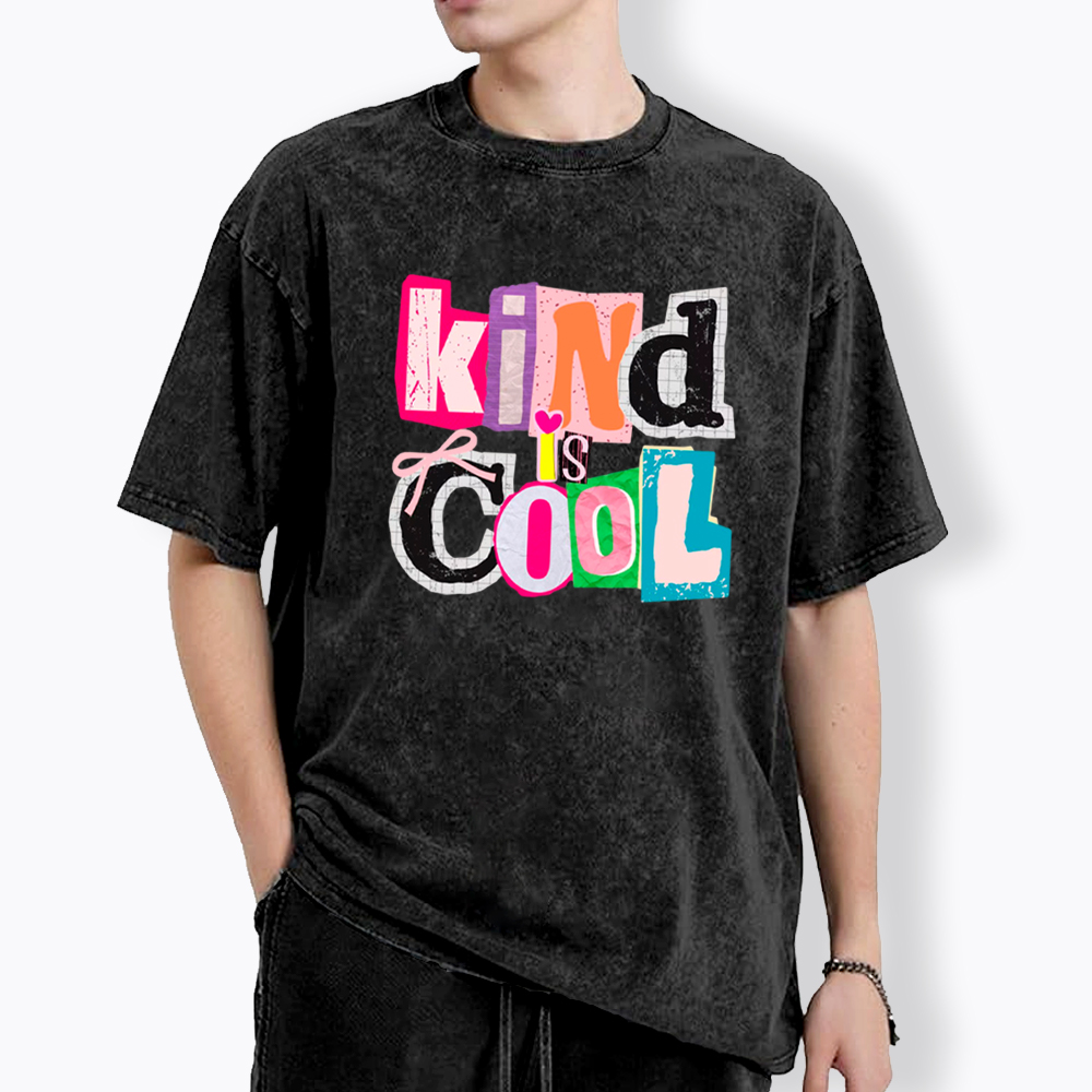 Be Kind Hand Drawn Motivational Washed T-Shirt