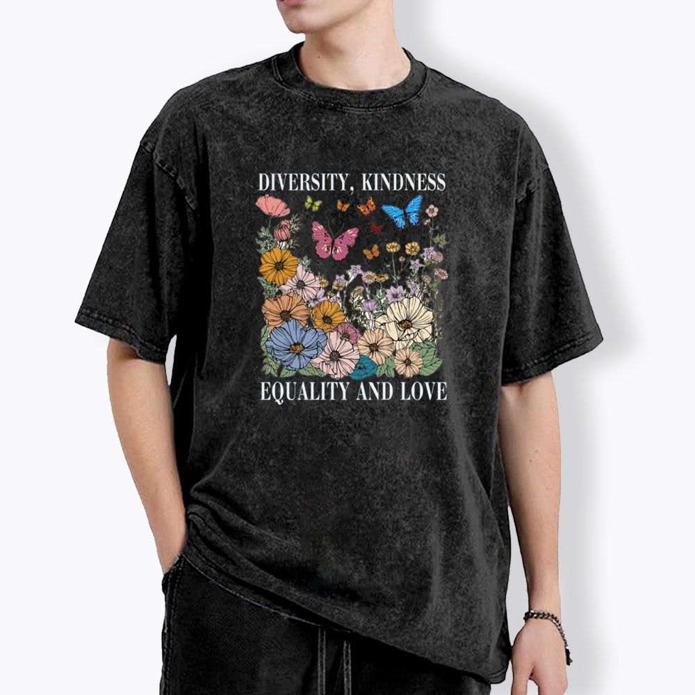 Summer Diversity Kindness Garden Washed T-Shirt