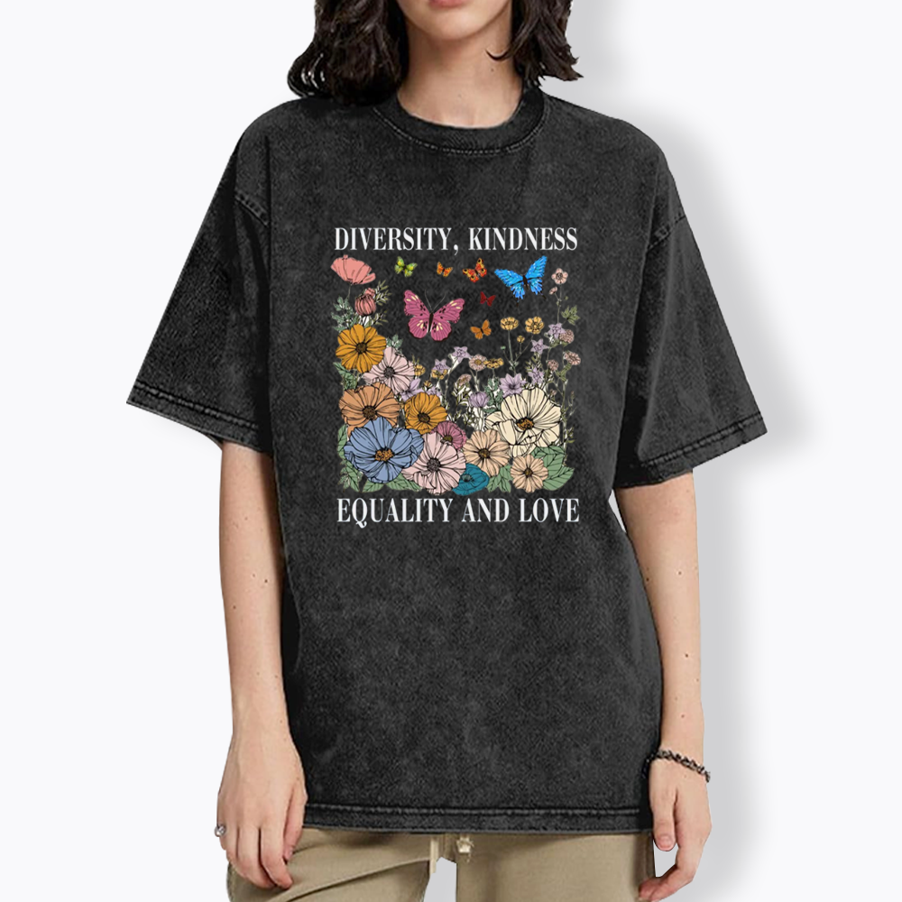 Summer Diversity Kindness Garden Washed T-Shirt
