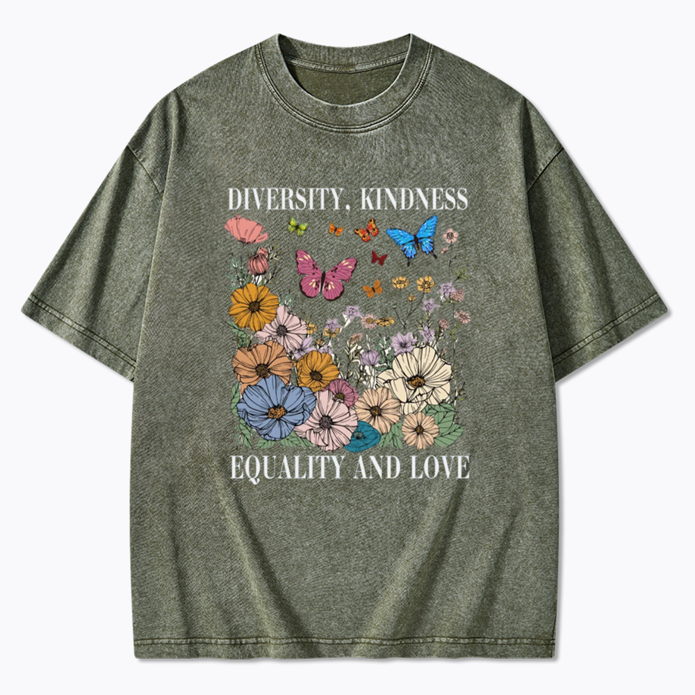 Summer Diversity Kindness Garden Washed T-Shirt