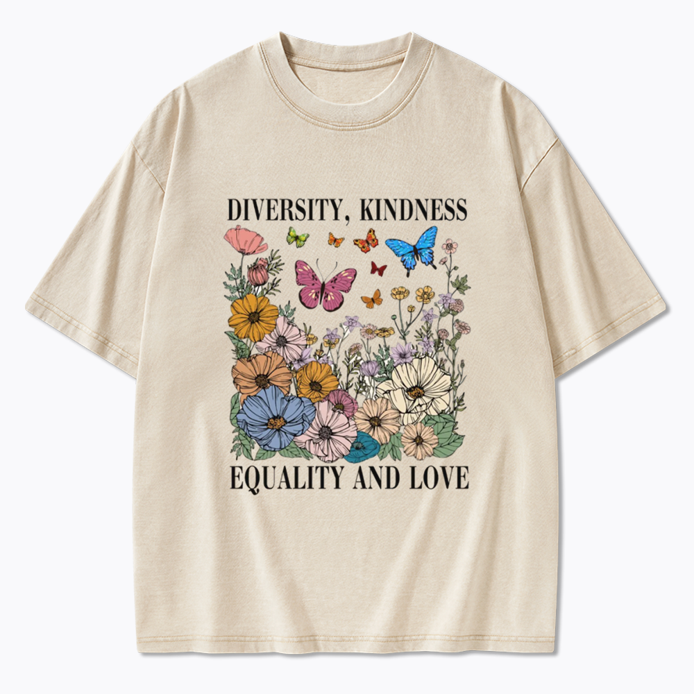 Summer Diversity Kindness Garden Washed T-Shirt