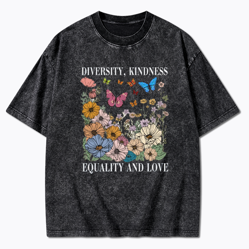 Summer Diversity Kindness Garden Washed T-Shirt