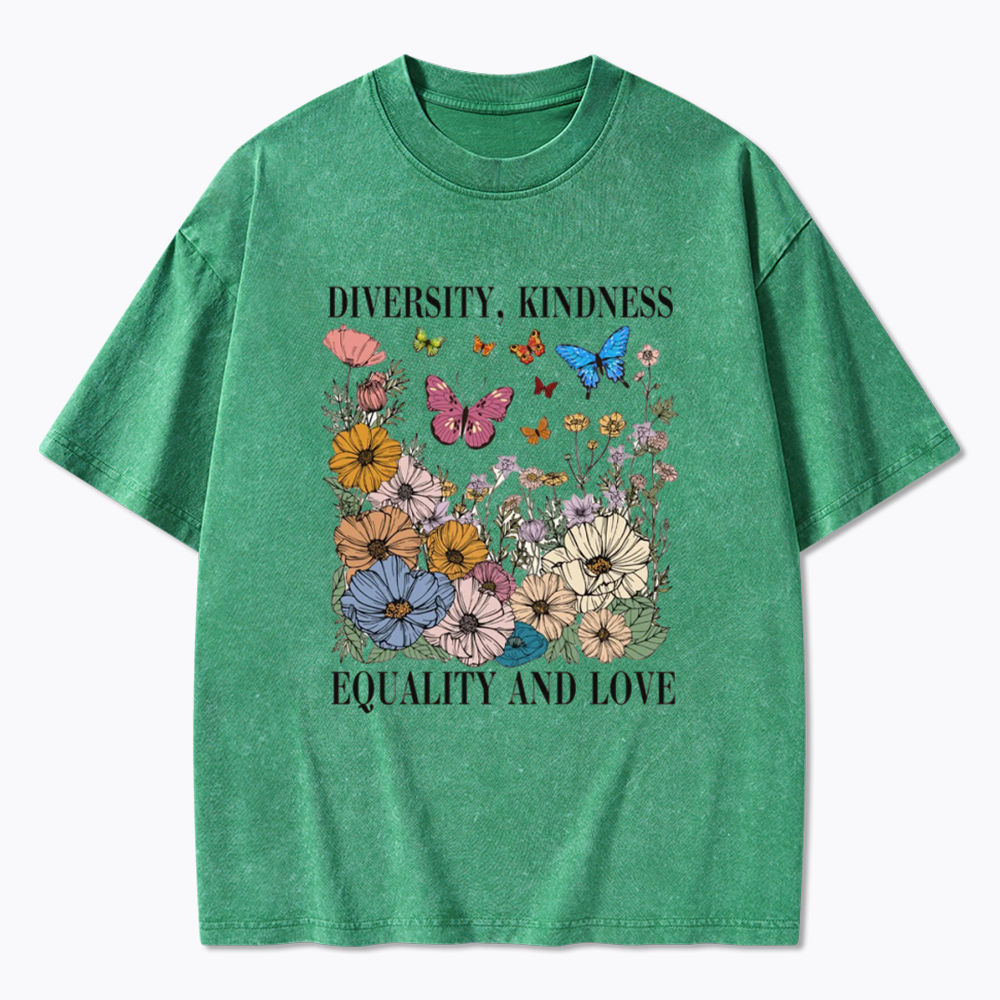 Summer Diversity Kindness Garden Washed T-Shirt