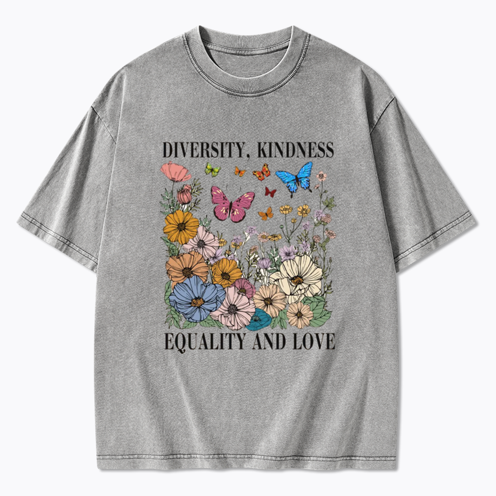 Summer Diversity Kindness Garden Washed T-Shirt
