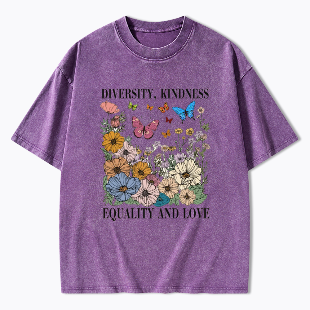 Summer Diversity Kindness Garden Washed T-Shirt