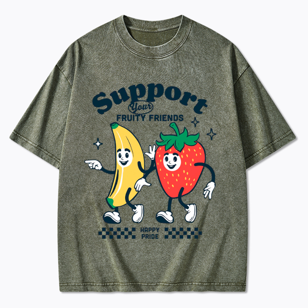 Support Your Fruity Friends Happy Pride Washed T-Shirt
