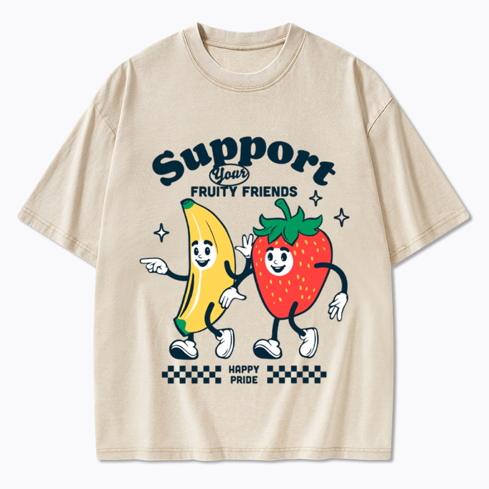 Support Your Fruity Friends Happy Pride Washed T-Shirt