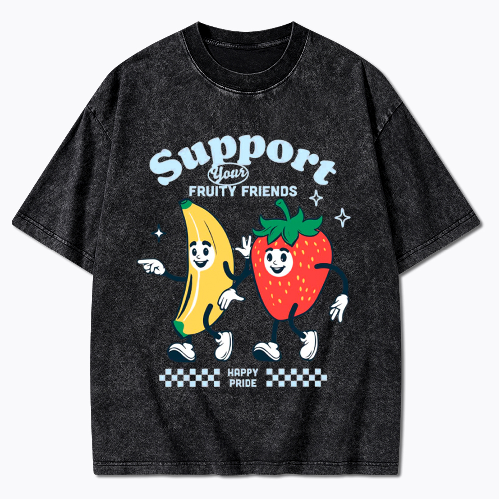 Support Your Fruity Friends Happy Pride Washed T-Shirt