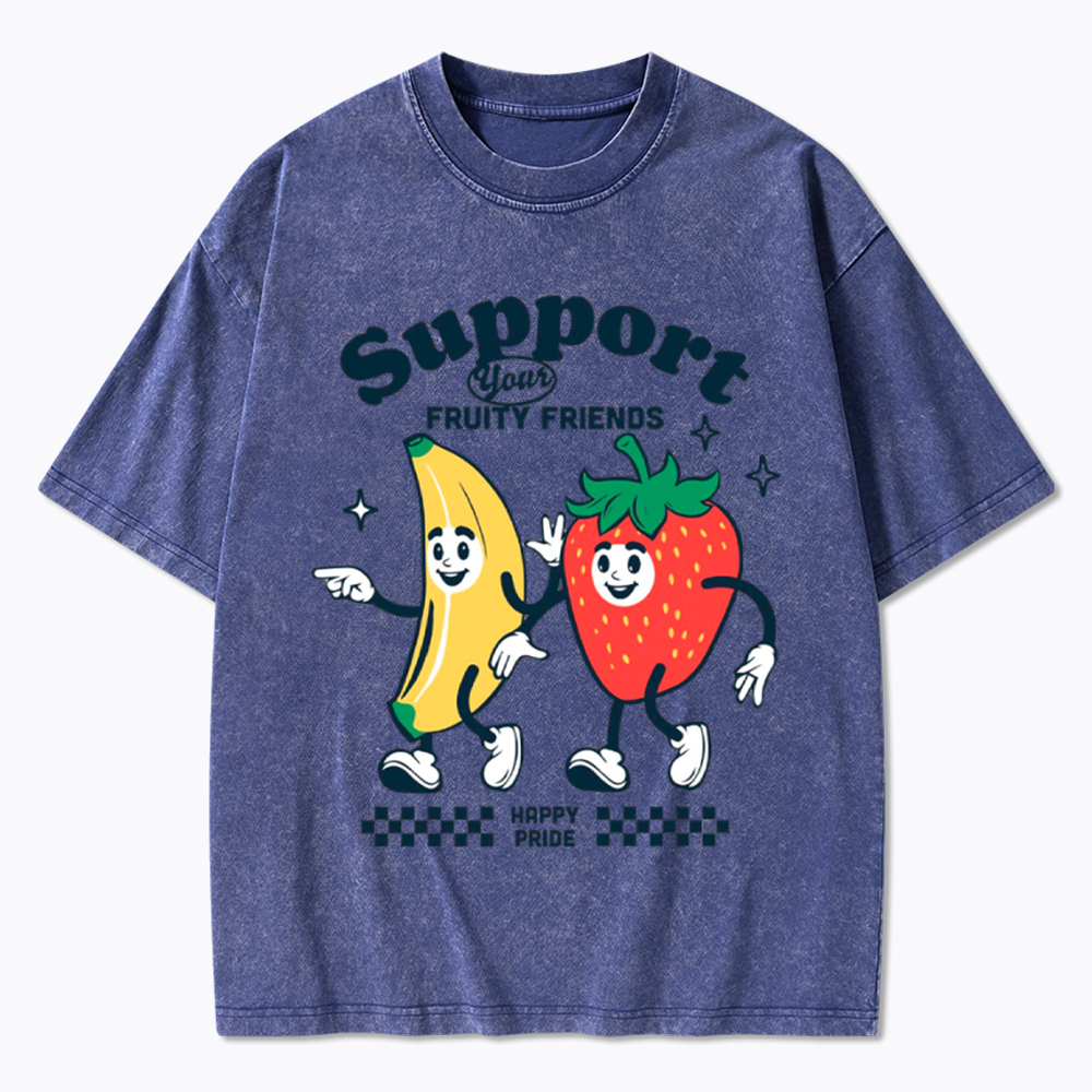 Support Your Fruity Friends Happy Pride Washed T-Shirt