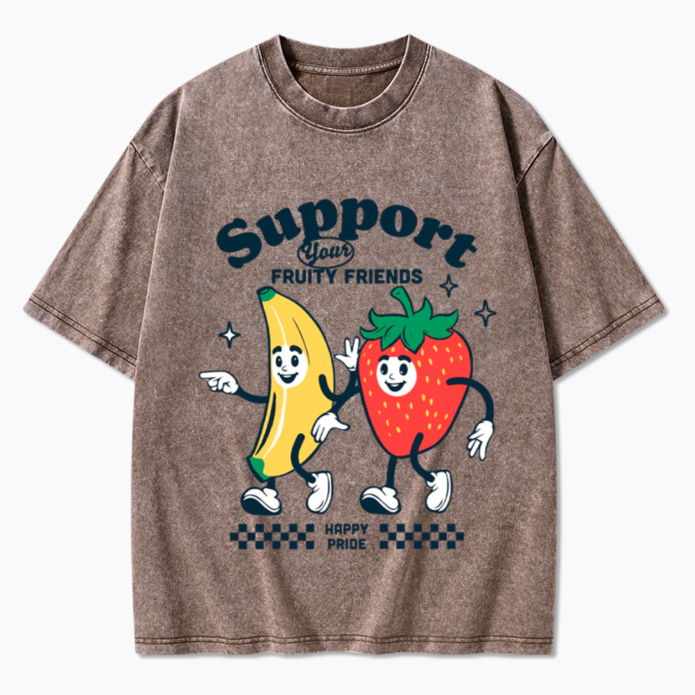 Support Your Fruity Friends Happy Pride Washed T-Shirt