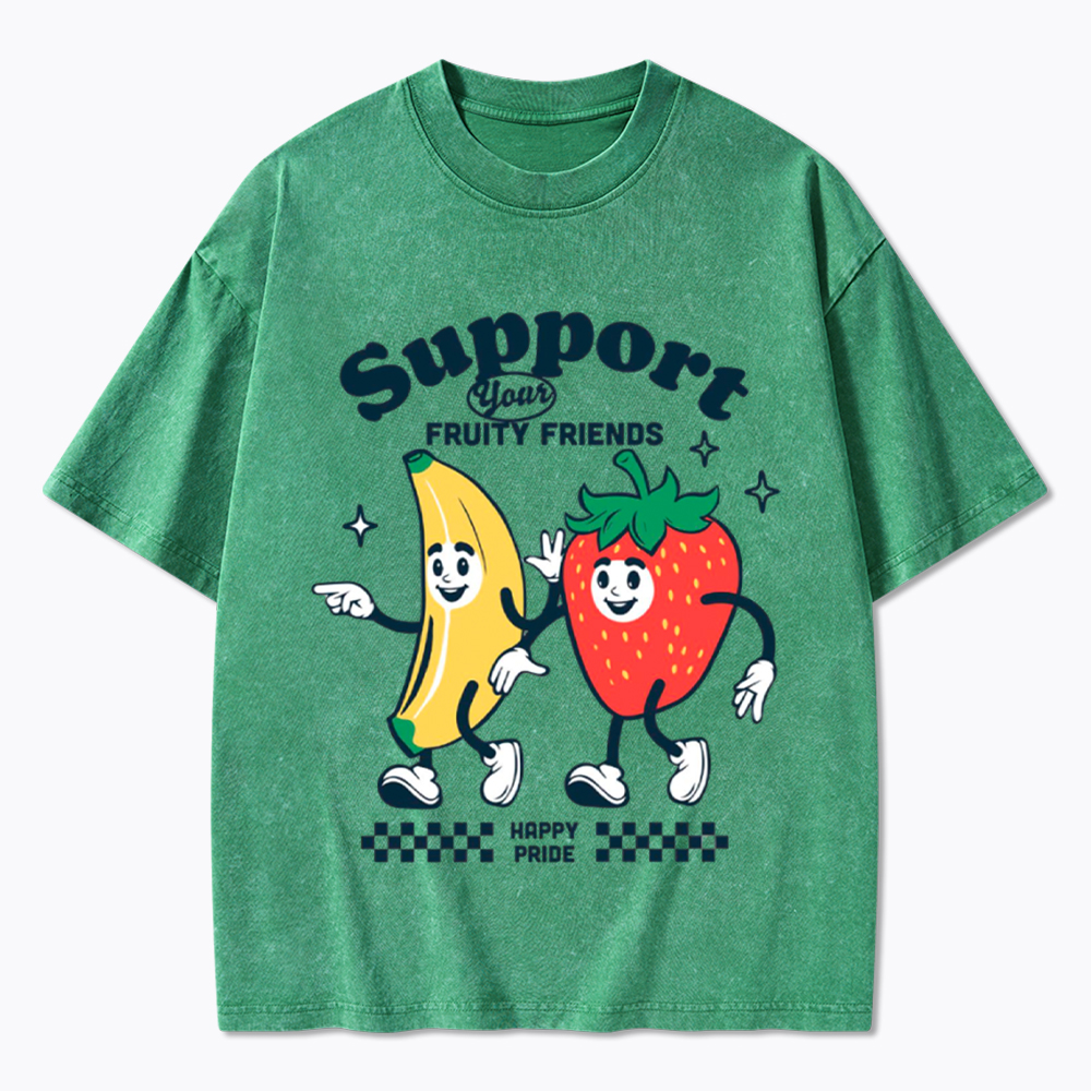Support Your Fruity Friends Happy Pride Washed T-Shirt