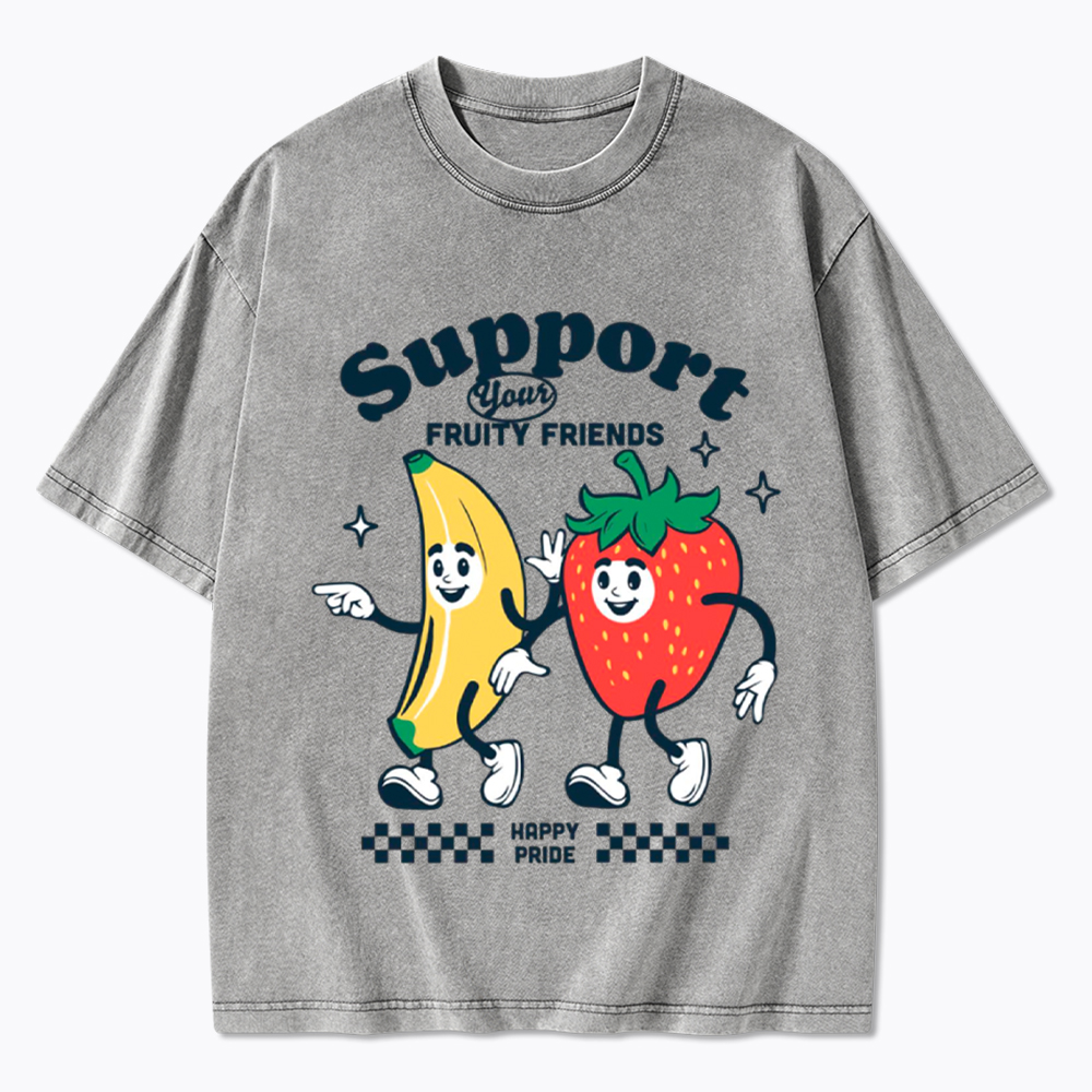 Support Your Fruity Friends Happy Pride Washed T-Shirt