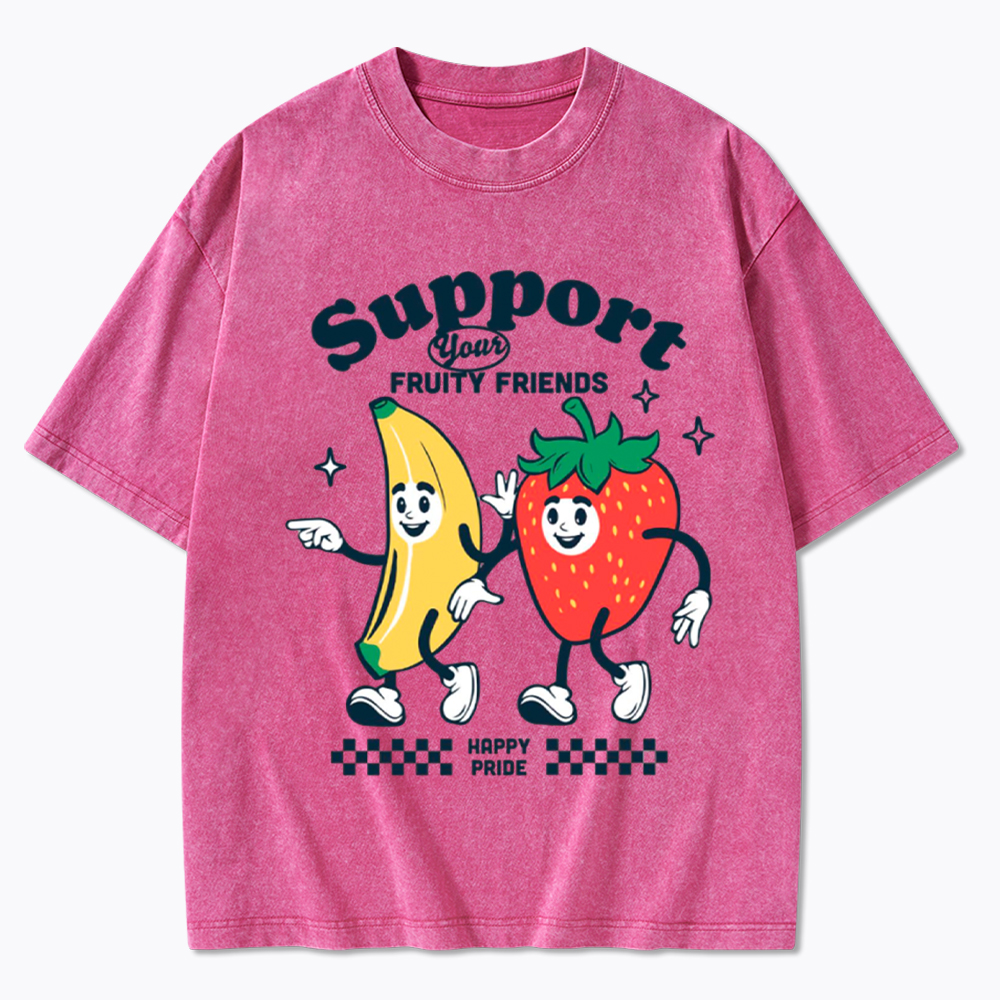 Support Your Fruity Friends Happy Pride Washed T-Shirt
