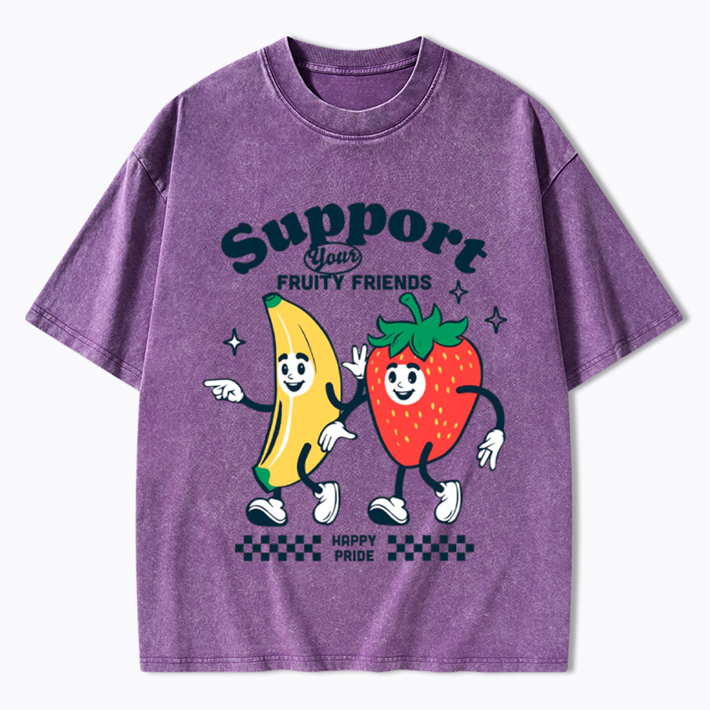 Support Your Fruity Friends Happy Pride Washed T-Shirt