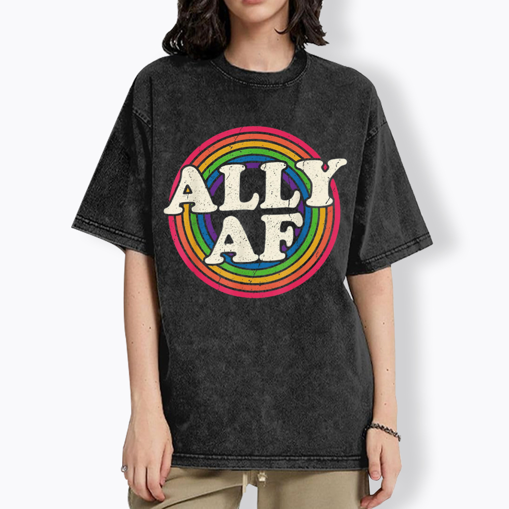 Ally AF LGBT Pride Washed T-Shirt