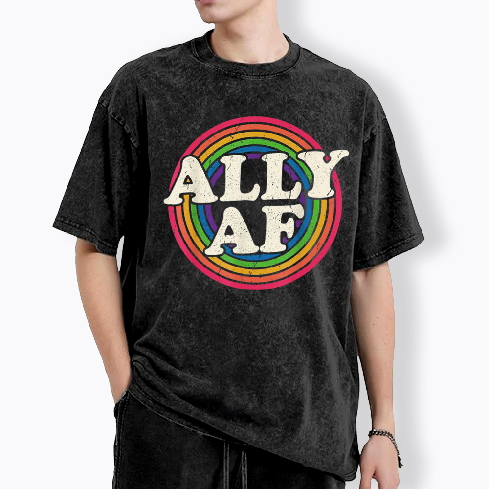 Ally AF LGBT Pride Washed T-Shirt