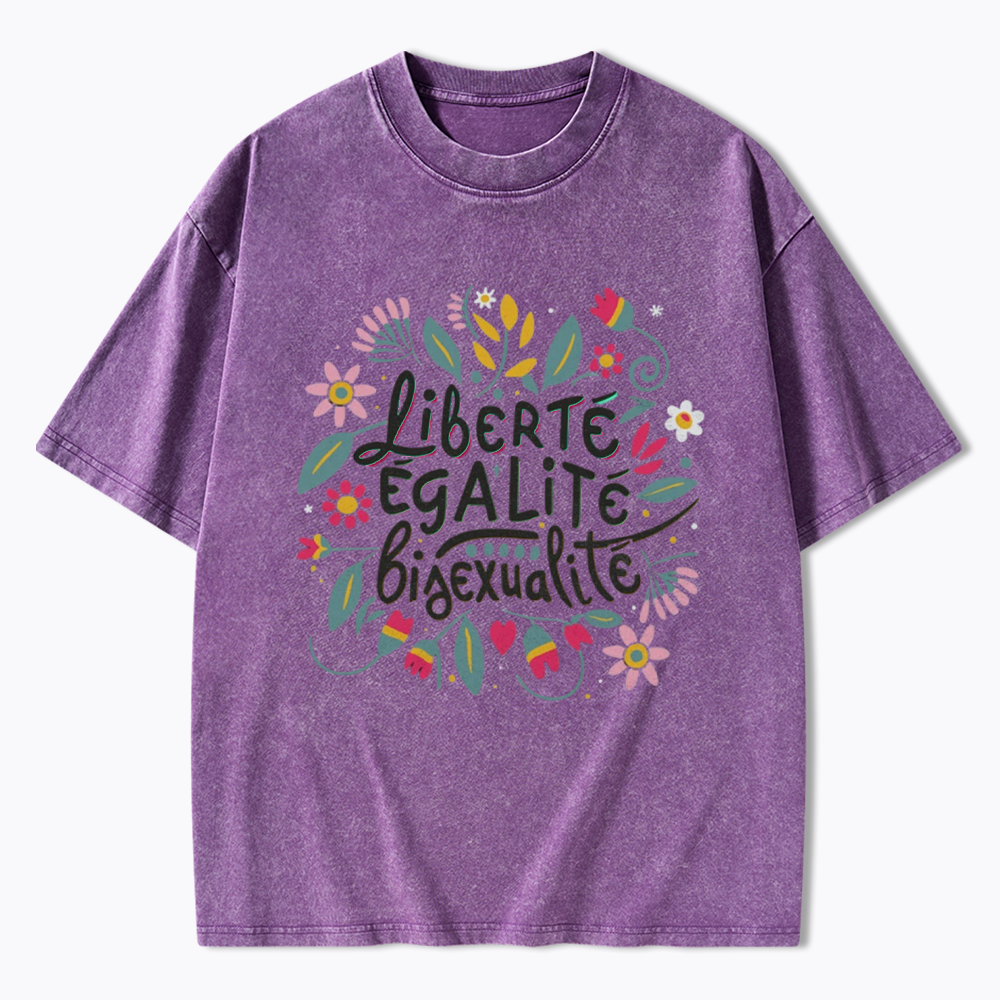 Liberté Égalité Bisexualité Washed T-Shirt