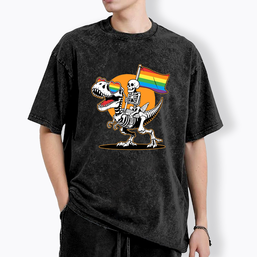 LGBT Skeleton Washed T-Shirt