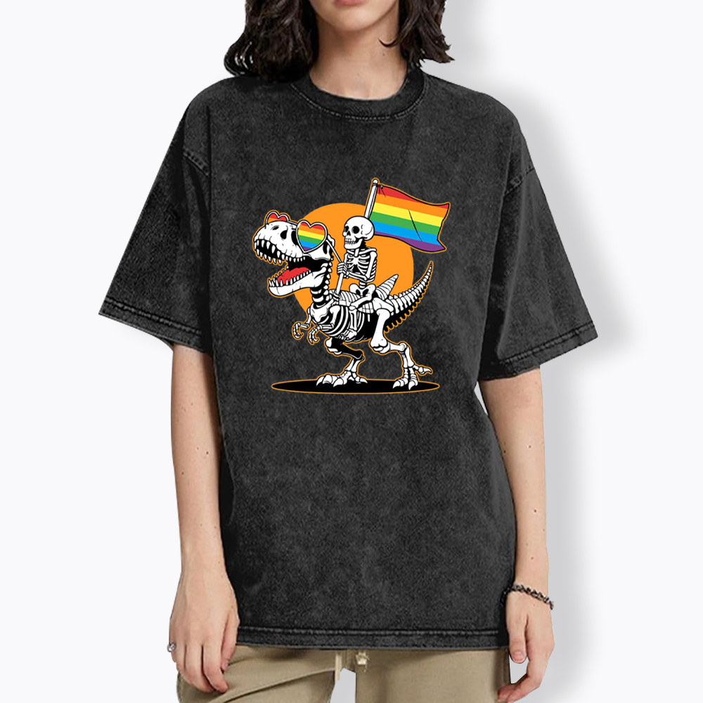 LGBT Skeleton Washed T-Shirt
