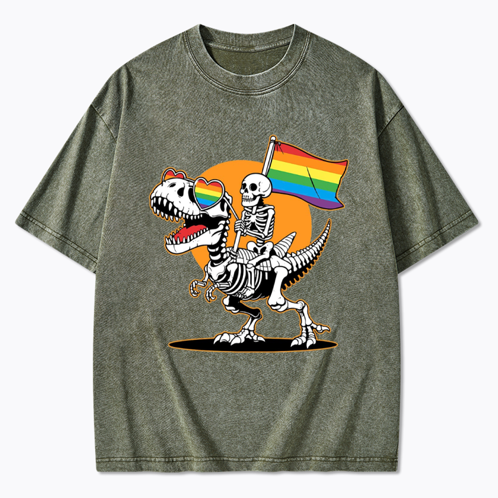 LGBT Skeleton Washed T-Shirt