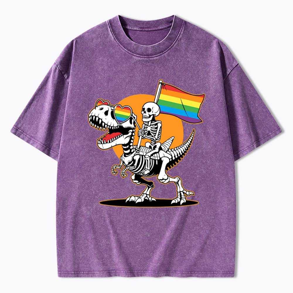 LGBT Skeleton Washed T-Shirt