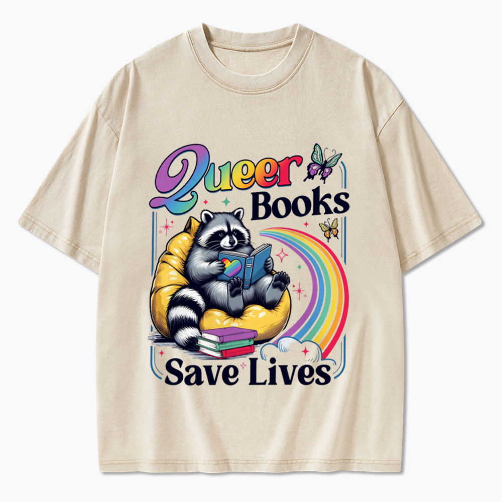 Queer Books Save Lives Washed T-Shirt