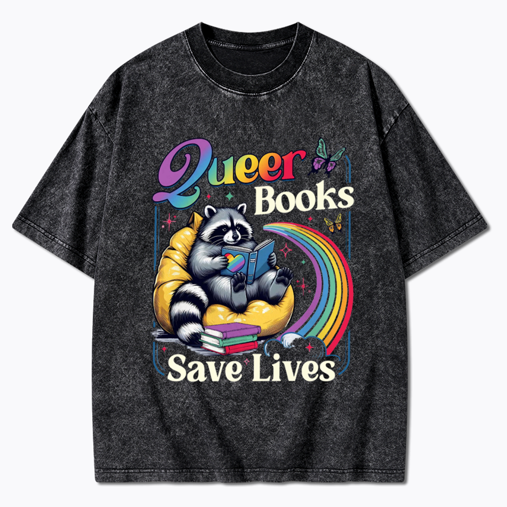Queer Books Save Lives Washed T-Shirt