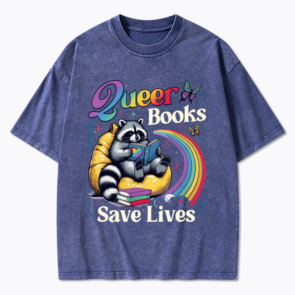 Queer Books Save Lives Washed T-Shirt