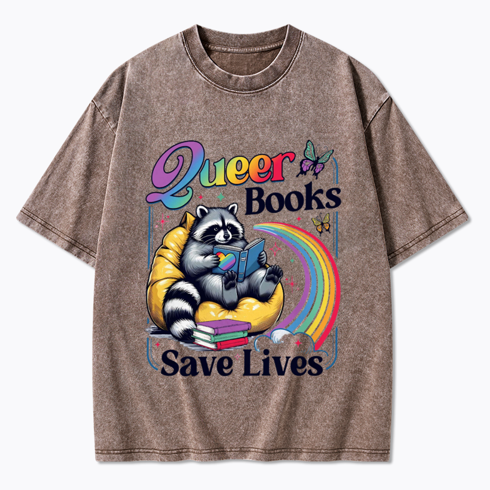 Queer Books Save Lives Washed T-Shirt