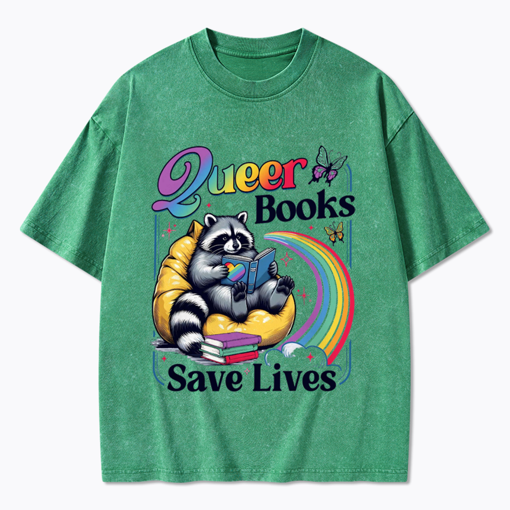 Queer Books Save Lives Washed T-Shirt