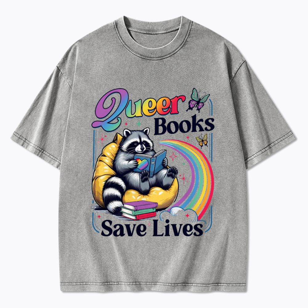 Queer Books Save Lives Washed T-Shirt