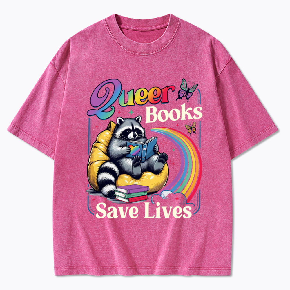 Queer Books Save Lives Washed T-Shirt