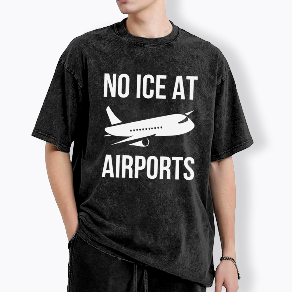 No ICE at Airports Washed T-Shirt