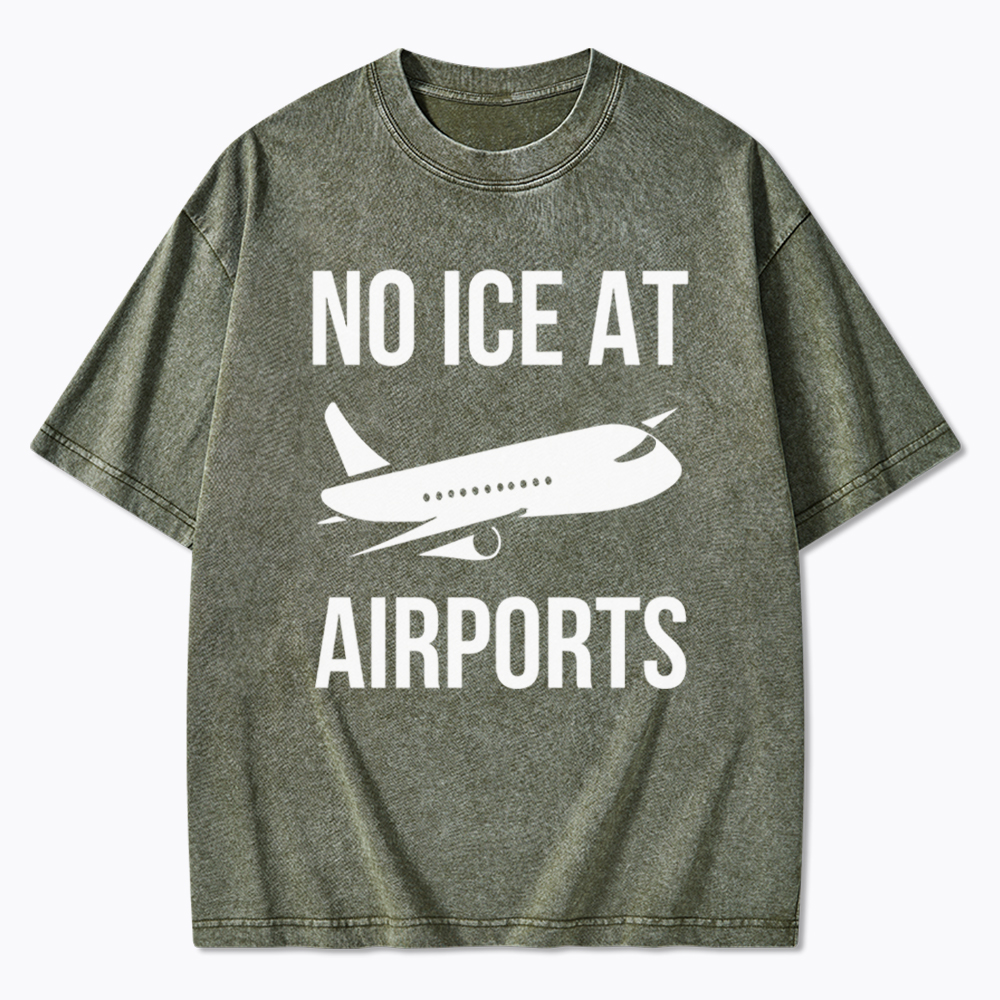 No ICE at Airports Washed T-Shirt