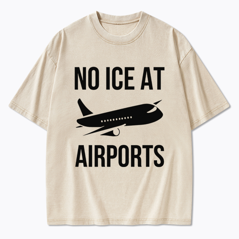 No ICE at Airports Washed T-Shirt