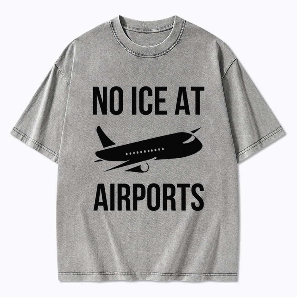 No ICE at Airports Washed T-Shirt