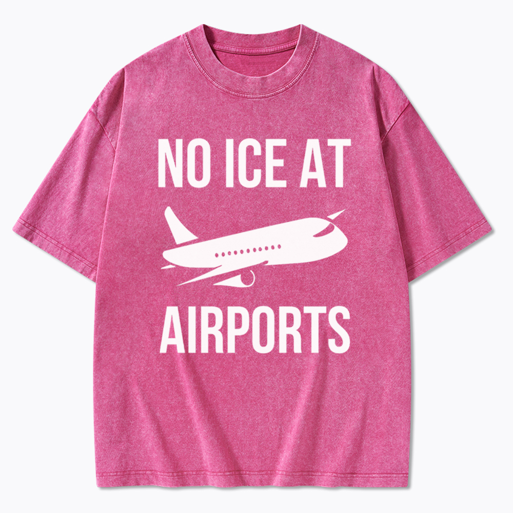 No ICE at Airports Washed T-Shirt